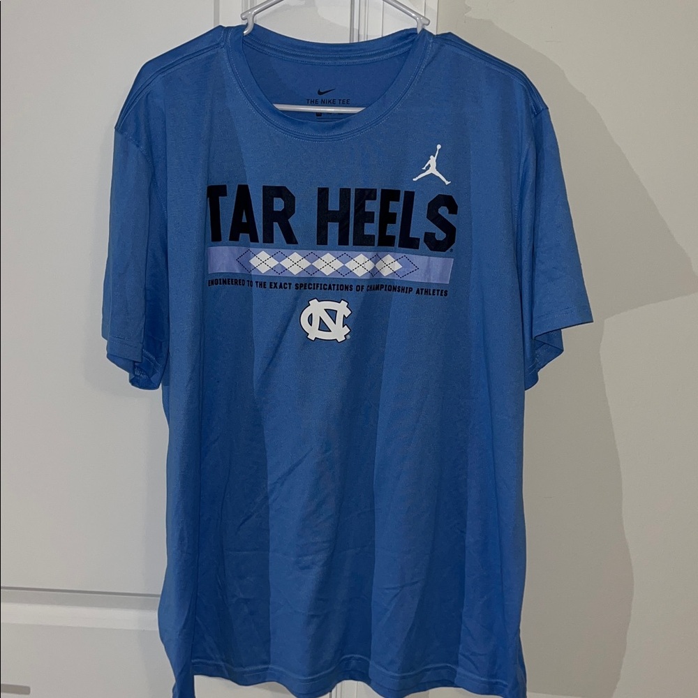 Nike Dri Fit Blue UNC North Carolina Tar Heels Basketball T shirt 2XL XXL Jordan